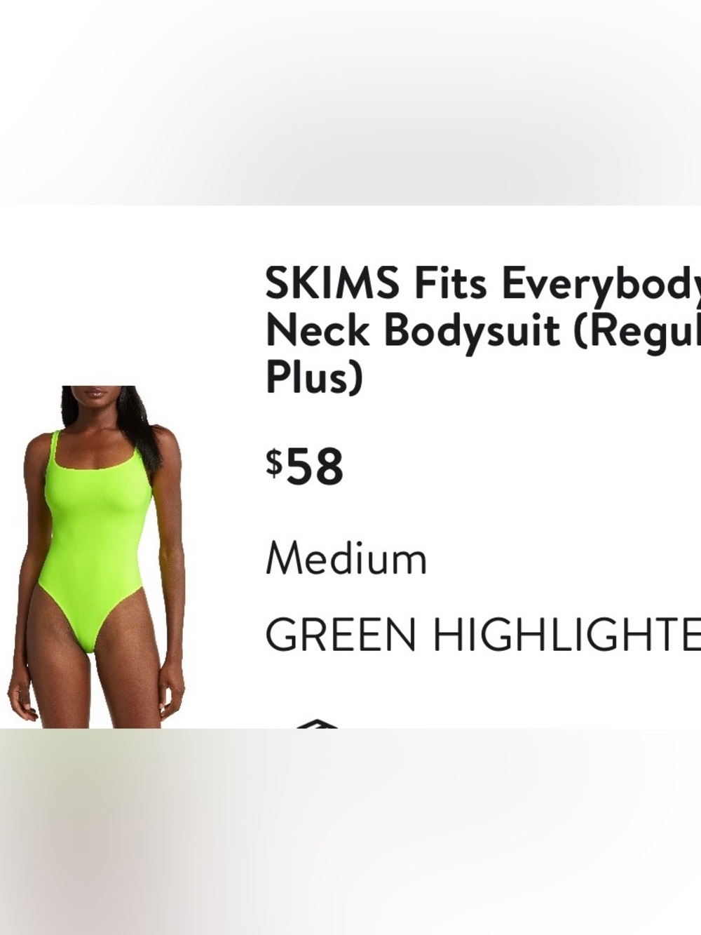 SKIMS Fits Everybody High Neck Bodysuit - Green Highlight